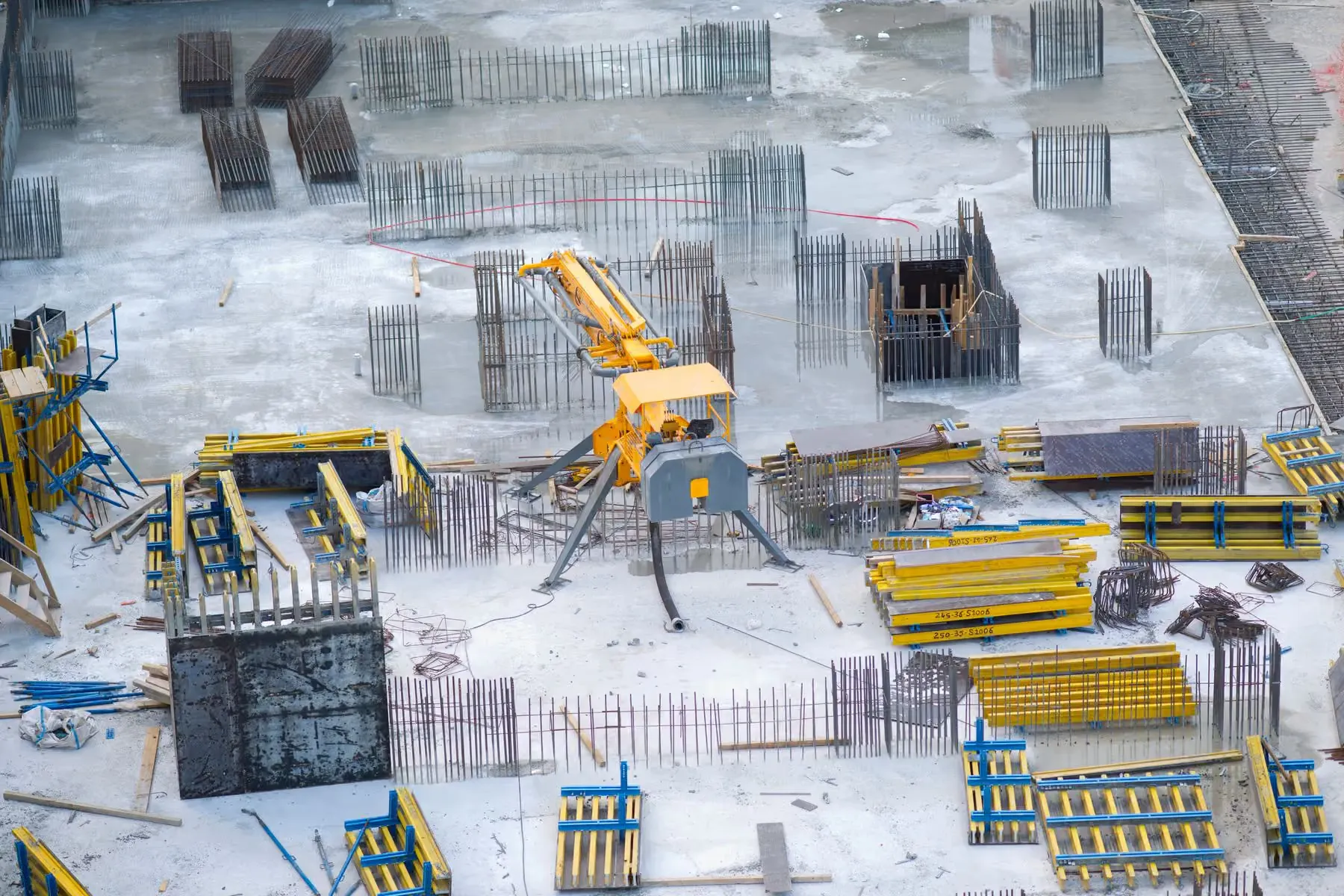 Aerial view of a construction site