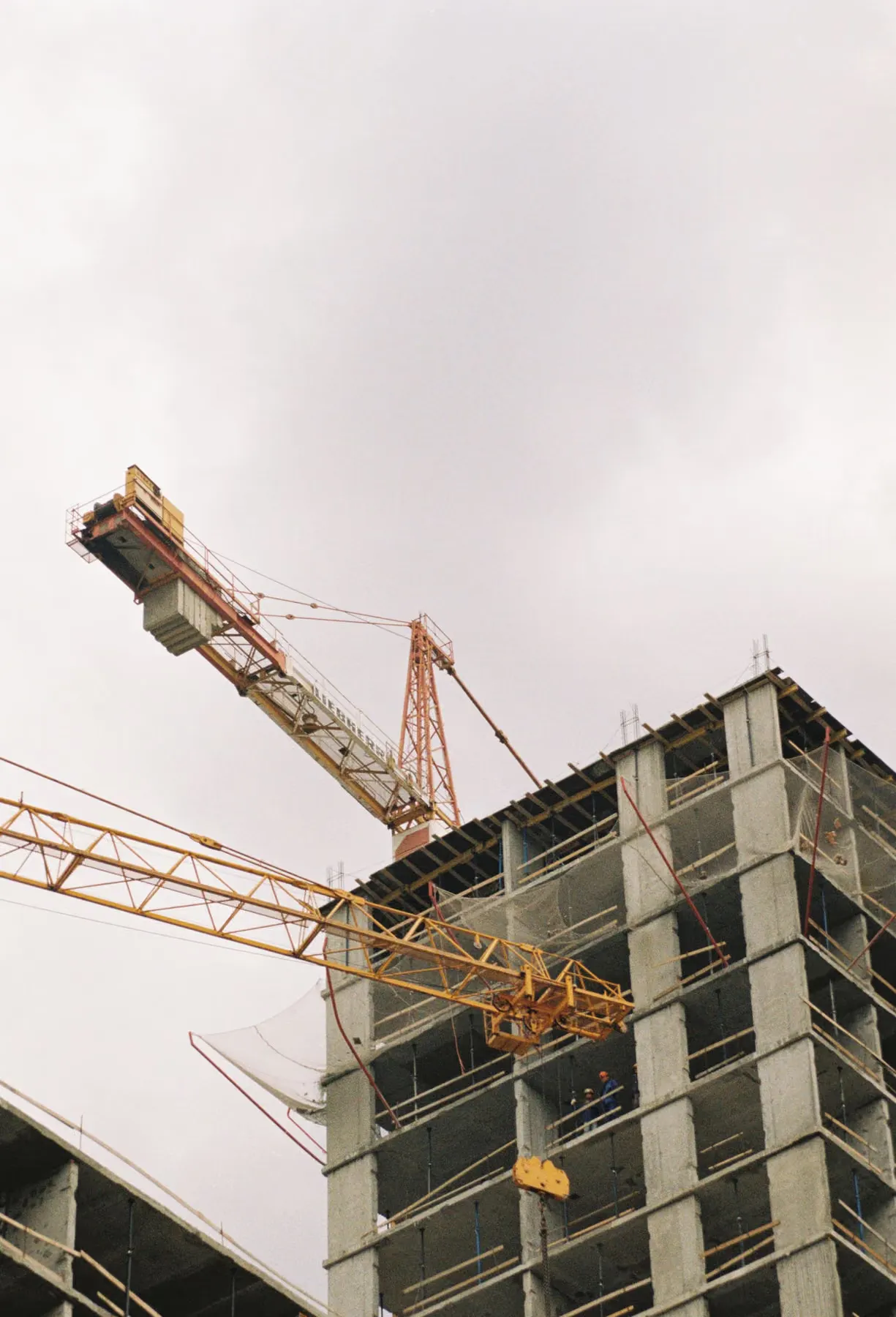 Tower cranes over an active site